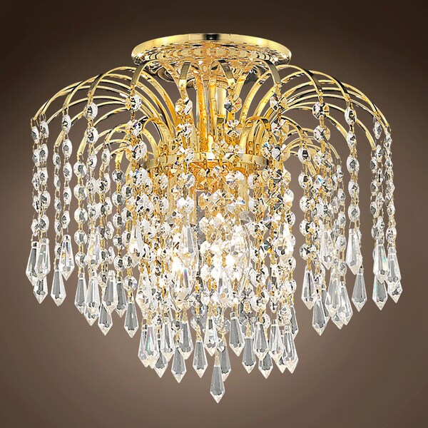 Joshua Marshal Waterfall Design 4 Light 16 Gold Flush Mount w/Clear Asfour Crystals" 701156-006